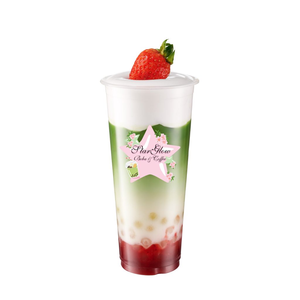 Matcha Strawberry latte / with Cheese Cream & Crystal Ball